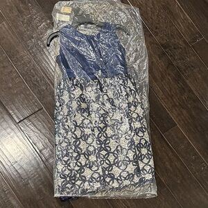 Jayne Copeland Navy and White Kids Formal Dress